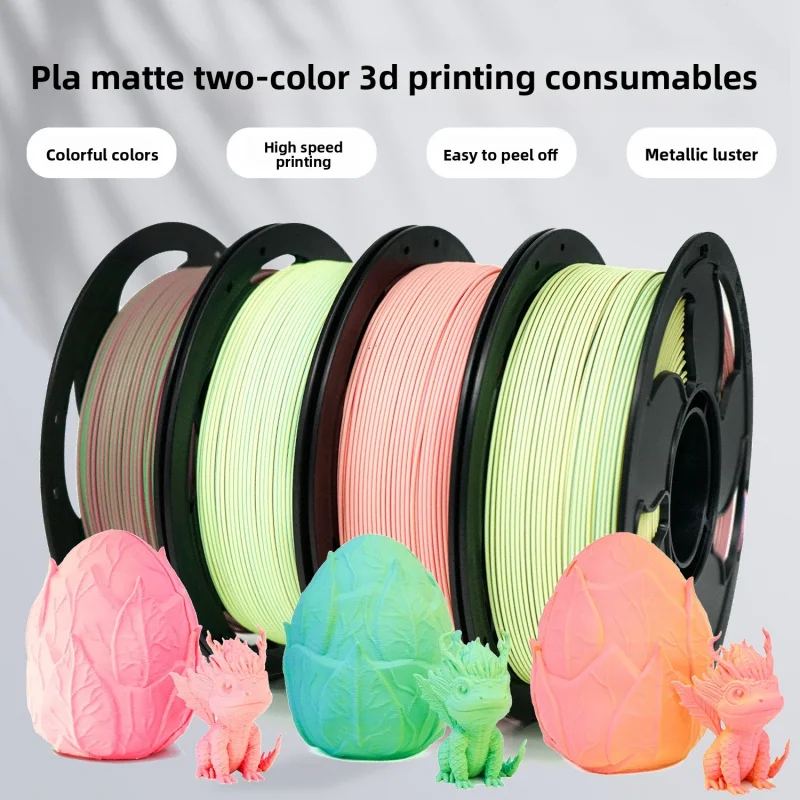 Matte Dual & Tricolor PLA 3D Printer Filament, 1.75mm Diameter, 1KG Spool
Matte Dual & Tricolor PLA 3D Printer Filament, 1.75mm Diameter, 1KG Spool