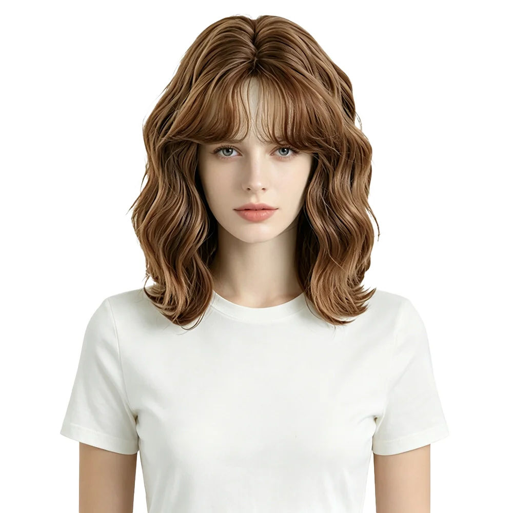 Caramel Brown Shoulder Length Water Wave Wig For Women French Air Bangs Natural Fluffy Bob Head Synthetic Full Wig Daily Wear
Caramel Brown Shoulder Length Water Wave Wig For Women French Air Bangs Natural Fluffy Bob Head Synthetic Full Wig Daily Wear