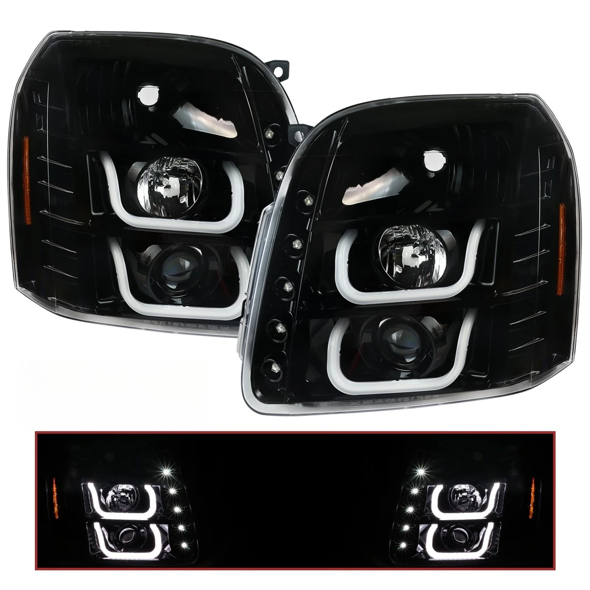 Jet Black Projector Headlights Fits 2007-2014 GMC Yukon XL Denali LED Strip L+R
Jet Black Projector Headlights Fits 2007-2014 GMC Yukon XL Denali LED Strip L+R