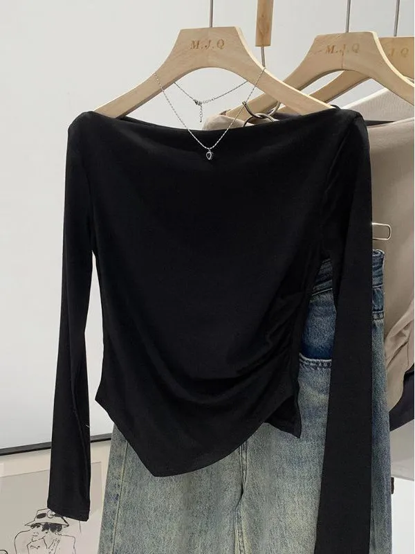 plus Size Women's Short Irregular Long Sleeve T-Shirt One Shoulder Commute Style Korean Fit Spring Autumn Base Shirt
plus Size Women's Short Irregular Long Sleeve T-Shirt One Shoulder Commute Style Korean Fit Spring Autumn Base Shirt