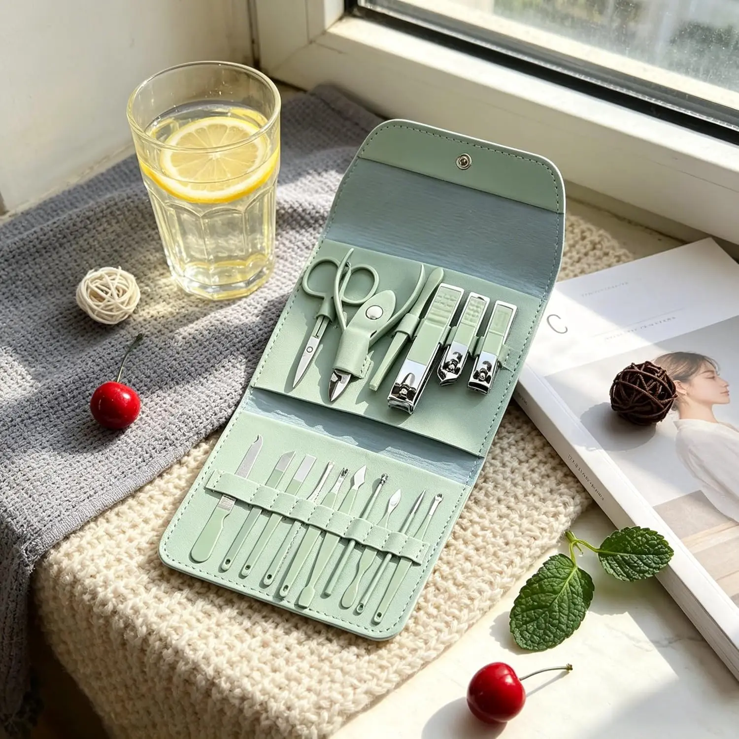 Manicure Set 16 in 1 Stainless Steel, Nail Clippers Scissors Pedicure Tools Kit - Portable Travel Grooming Kit for Men and Women with Leather Case (Jade Green) Visit the HANTEKAS Store
Manicure Set 16 in 1 Stainless Steel, Nail Clippers Scissors Pedicure Tools Kit - Portable Travel Grooming Kit for Men and Women with Leather Case (Jade Green) Visit the HANTEKAS Store