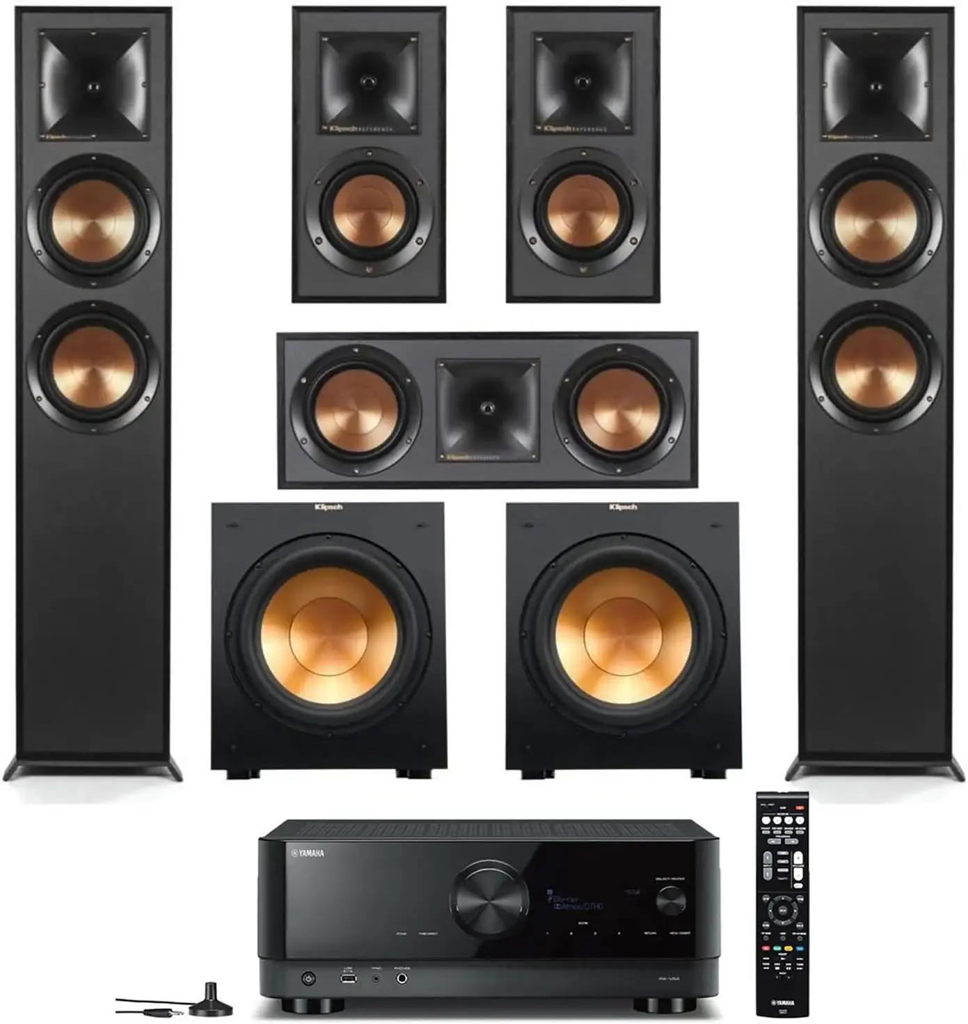 Klipsch Reference 5.2 Home Theater System, Bundle 2X R-625FA Floorstanding 2X R-12SW Subwoofer, R-52C Center, R-41M Bookshelf Speakers, and Yamaha RX-V6A 7.2-Channel AV
Klipsch Reference 5.2 Home Theater System, Bundle 2X R-625FA Floorstanding 2X R-12SW Subwoofer, R-52C Center, R-41M Bookshelf Speakers, and Yamaha RX-V6A 7.2-Channel AV