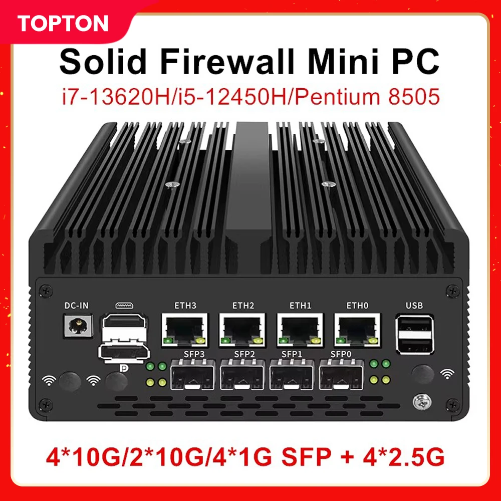 Topton Solid Firewall Mini PC 4*/2*10G SFP+ Intel i7 13620H 8505 4xi226-V 2.5G 2*DDR5 NVMe Router Computer Home Server Proxmox
Topton Solid Firewall Mini PC 4*/2*10G SFP+ Intel i7 13620H 8505 4xi226-V 2.5G 2*DDR5 NVMe Router Computer Home Server Proxmox