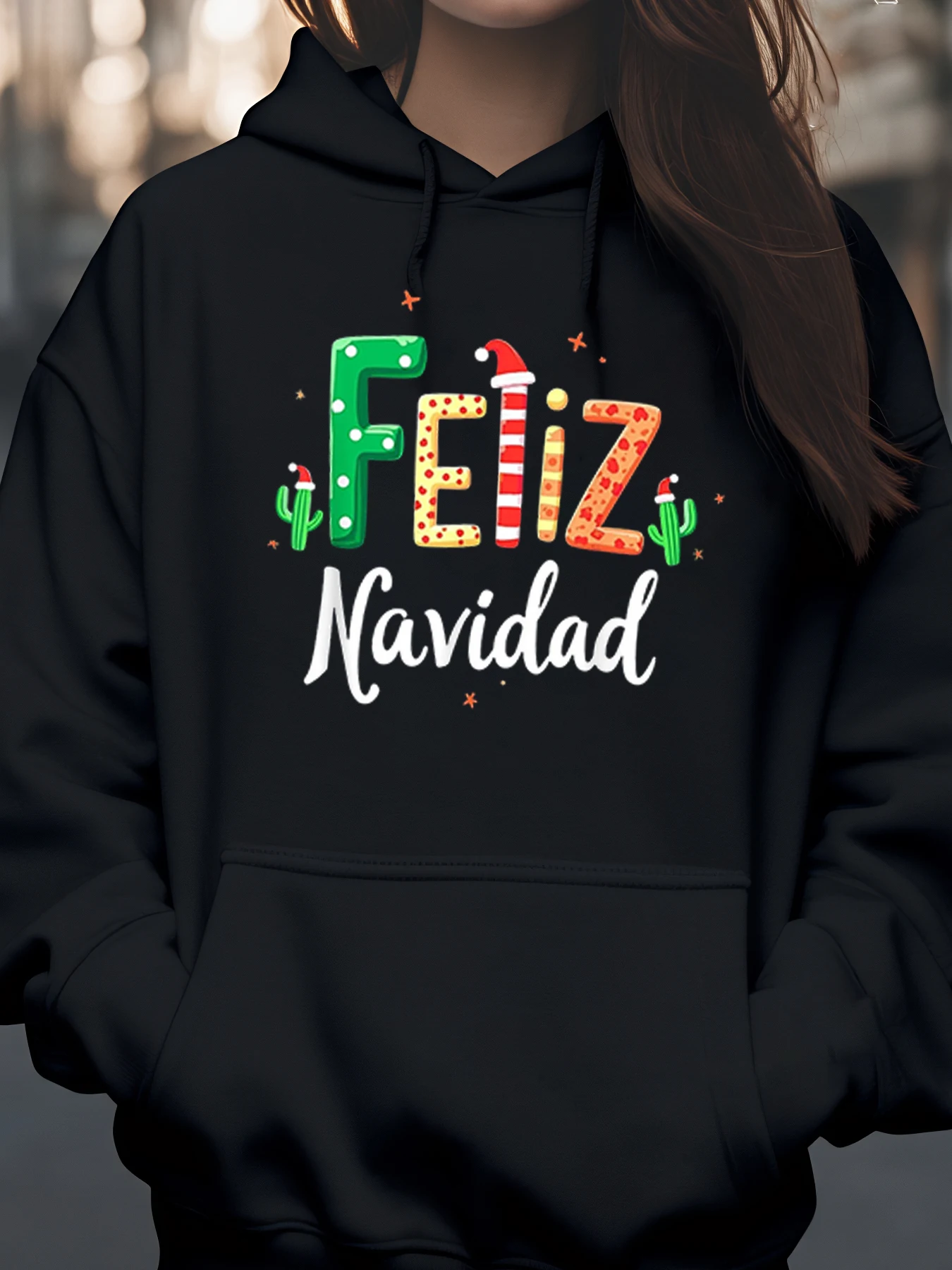 Толстовка с капюшоном с рождественским принтом, праздничная одежда, женский повседневный наряд
Толстовка с капюшоном с рождественским принтом, праздничная одежда, женский повседневный наряд