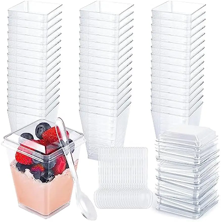 50pcs Dessert Cups 160ml Dessert Bowls w/ Spoons and Lids Reusable Mini Dessert Cups for Mousse Pudding Desserts Weddings Party
50pcs Dessert Cups 160ml Dessert Bowls w/ Spoons and Lids Reusable Mini Dessert Cups for Mousse Pudding Desserts Weddings Party