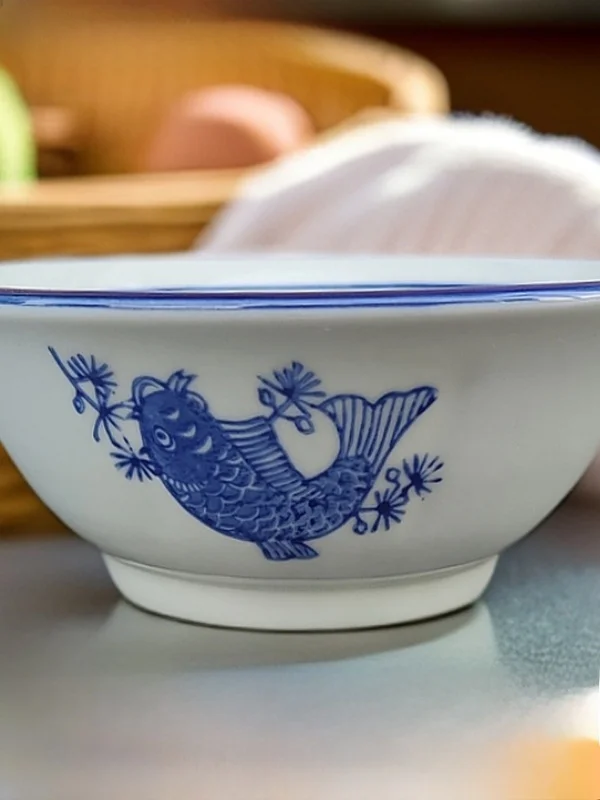 Thickened High-footed Blue-and-white Porcelain Fish-year Bowl Home Commercial Use Anti-scalding round Shape Ceramic Food Bowl
Thickened High-footed Blue-and-white Porcelain Fish-year Bowl Home Commercial Use Anti-scalding round Shape Ceramic Food Bowl