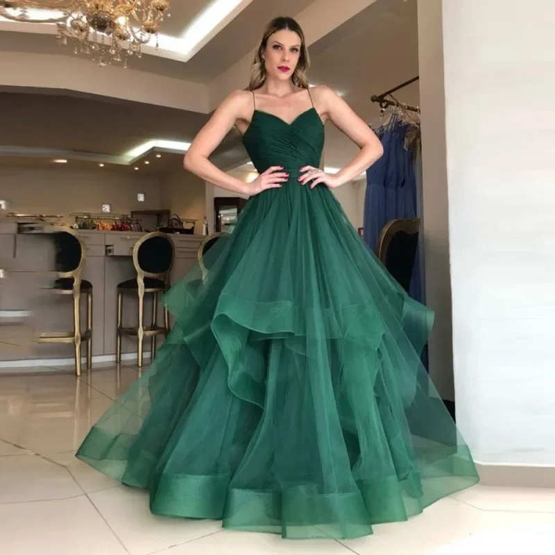 Flavinke Green Prom Dresses 2024 Spaghetti Strap A-Line Tiered Tulle Backless Floor Length Evening Party Gown vestidos de fiesta
Flavinke Green Prom Dresses 2024 Spaghetti Strap A-Line Tiered Tulle Backless Floor Length Evening Party Gown vestidos de fiesta