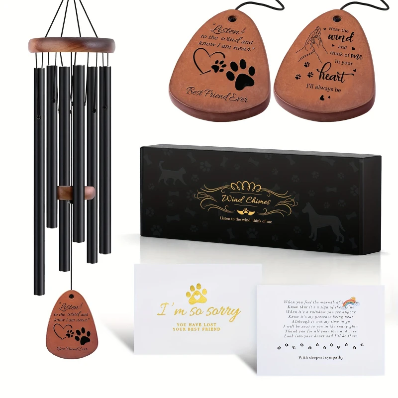 Dog Memorial Wind Chimes - Sympathy Gift for Pet Loss, Metal Tubes & Consolation Gift Cards (Black) | Bereaved Gift for Dog Love
Dog Memorial Wind Chimes - Sympathy Gift for Pet Loss, Metal Tubes & Consolation Gift Cards (Black) | Bereaved Gift for Dog Love