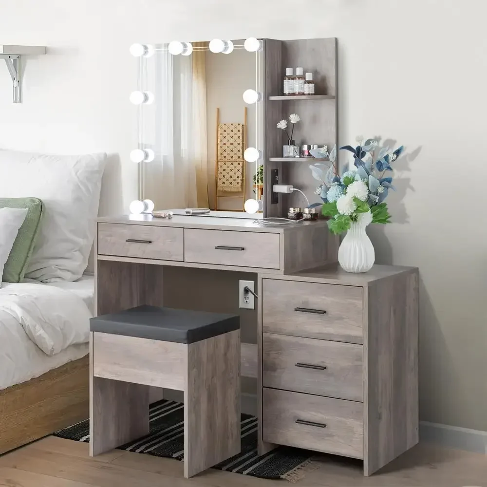 10 Led Mirror Vanity Set Makeup Dressing Table with Charging Station & 5 Drawers
10 Led Mirror Vanity Set Makeup Dressing Table with Charging Station & 5 Drawers