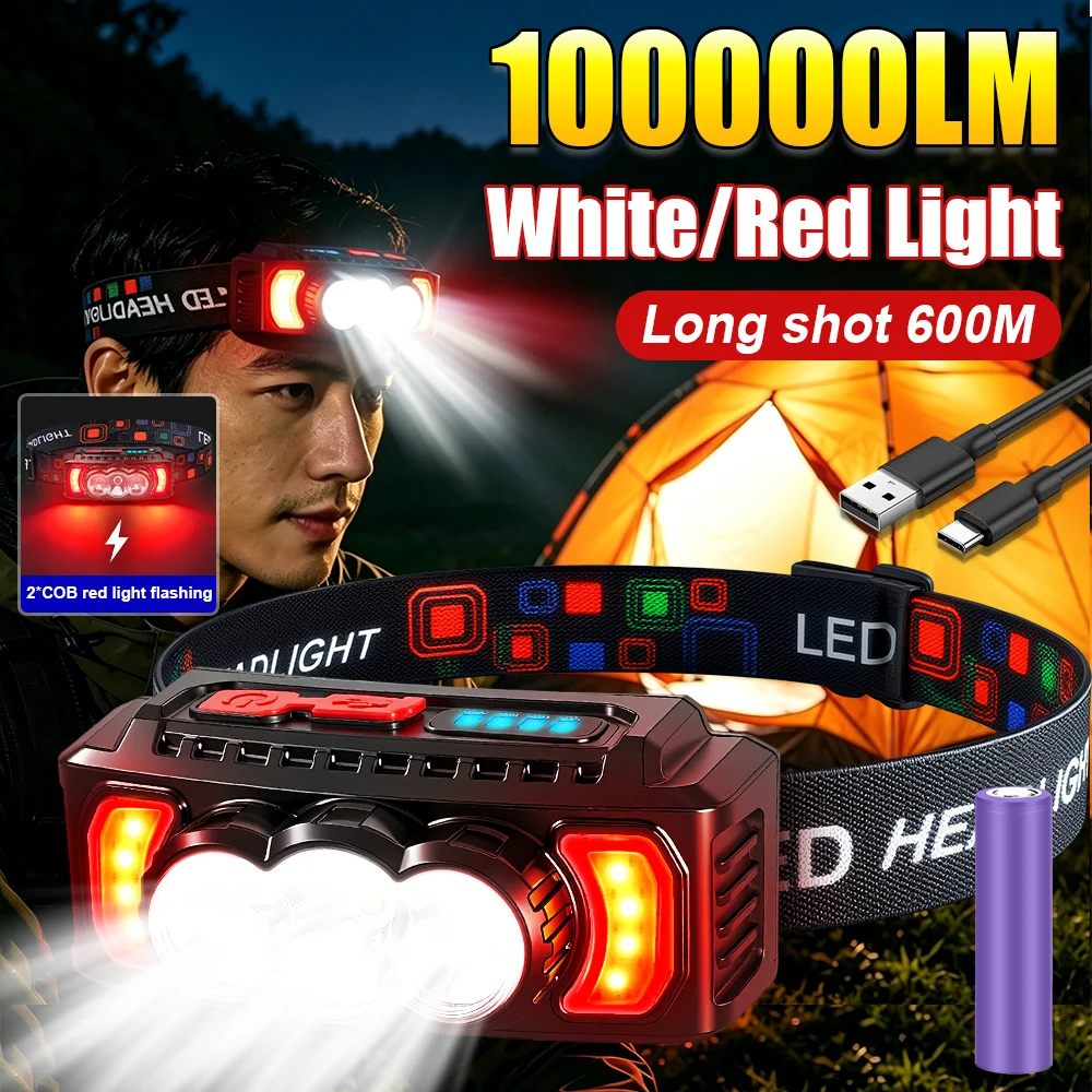 Red Light Headlamp LED Rechargeable 18650 Battery Headlight Waterproof Head LED Front Flashlight Fishing Camping Cap Work Light
Red Light Headlamp LED Rechargeable 18650 Battery Headlight Waterproof Head LED Front Flashlight Fishing Camping Cap Work Light