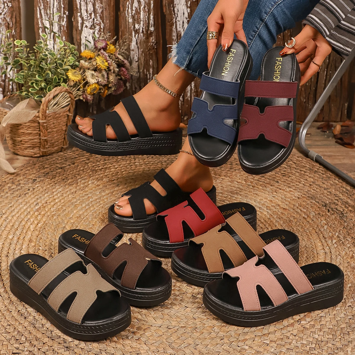 Women Slippers Thick Bottom Slip-On Summer Shoes Retro Versatile Large Size Slippers Leisure Rubber Sole Sandals Slides Women
Women Slippers Thick Bottom Slip-On Summer Shoes Retro Versatile Large Size Slippers Leisure Rubber Sole Sandals Slides Women