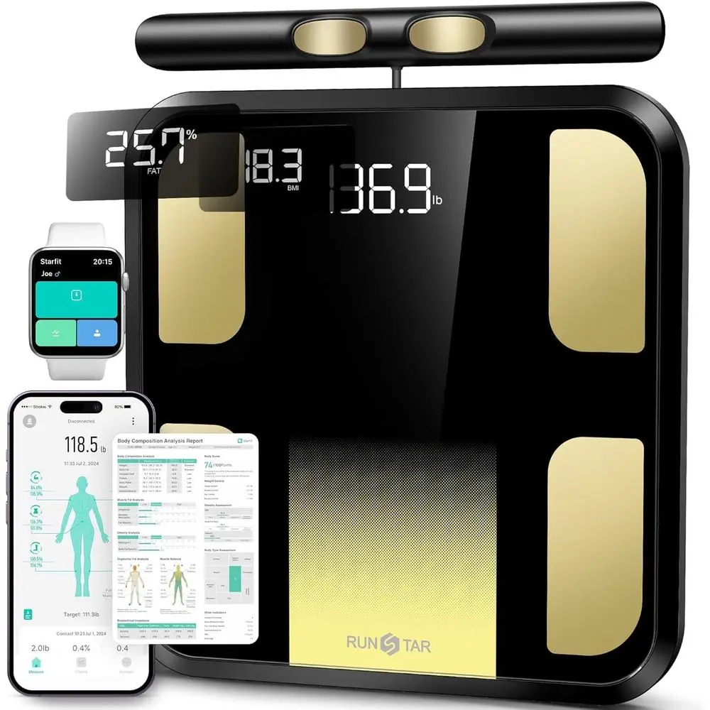 Advanced Body Composition Scale with 8 Electrodes, 28 Metrics, and App Connectivity
Advanced Body Composition Scale with 8 Electrodes, 28 Metrics, and App Connectivity
