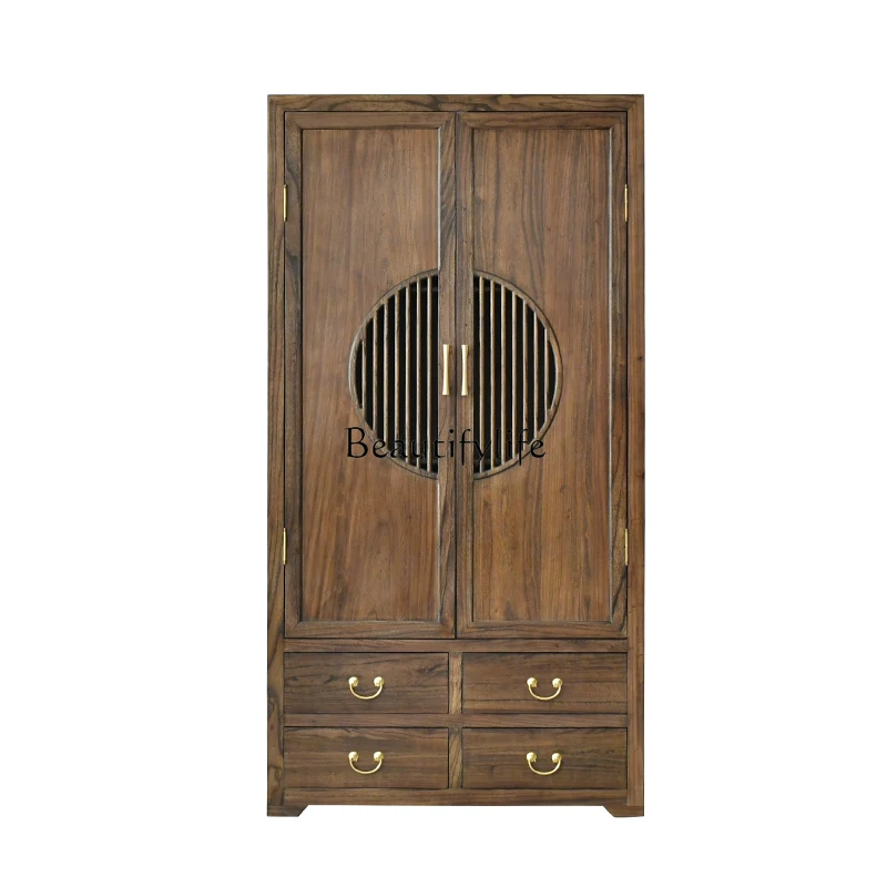 New Chinese wardrobe full solid wood household bedroom multi-layer two-door hanging wardrobe with drawers
New Chinese wardrobe full solid wood household bedroom multi-layer two-door hanging wardrobe with drawers