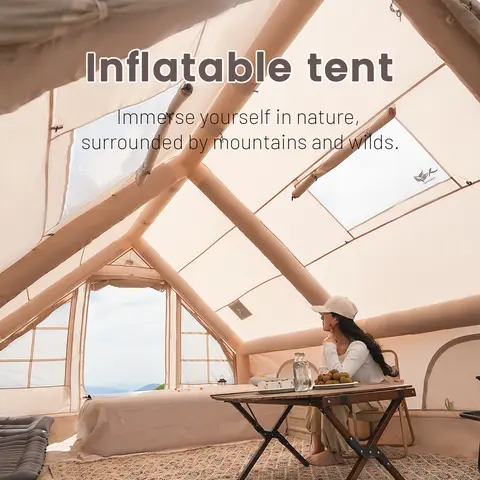 PAKICETUS Tienda de Campaña Inflable de Lujo con Claraboya, Tienda de Montaje Rápido con Bomba de Aire, para 4-6 Personas, Tienda Familiar Grande y Portátil para Acampar, Senderismo y Jardín.