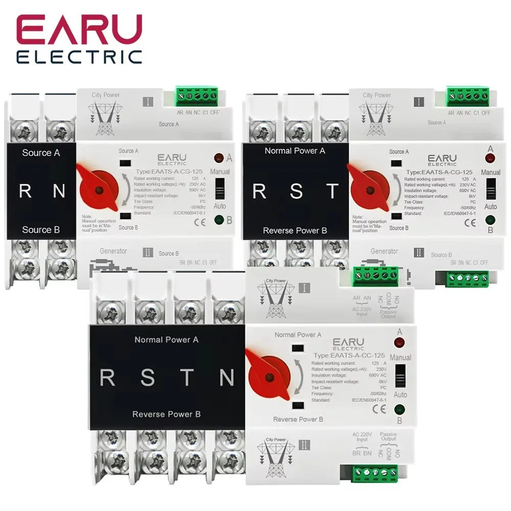 Din Rail 2P 3P 4P AC 110V/230V 125A Mini ATS Dual Power Automatic Transfer Switch Electrical Selector Switch Uninterrupted Power
Din Rail 2P 3P 4P AC 110V/230V 125A Mini ATS Dual Power Automatic Transfer Switch Electrical Selector Switch Uninterrupted Power