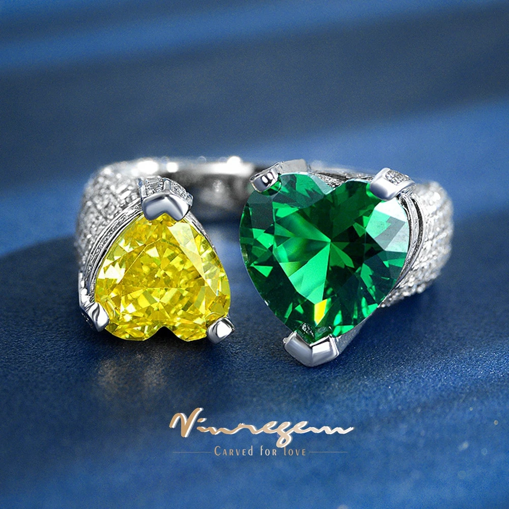Vinregem 8-10 MM 4CT Heart Cut Emerald Citrine Gemstone 925 Sterling Silver Open Ring for Women Fine Jewelry Wedding Party Gifts
Vinregem 8-10 MM 4CT Heart Cut Emerald Citrine Gemstone 925 Sterling Silver Open Ring for Women Fine Jewelry Wedding Party Gifts