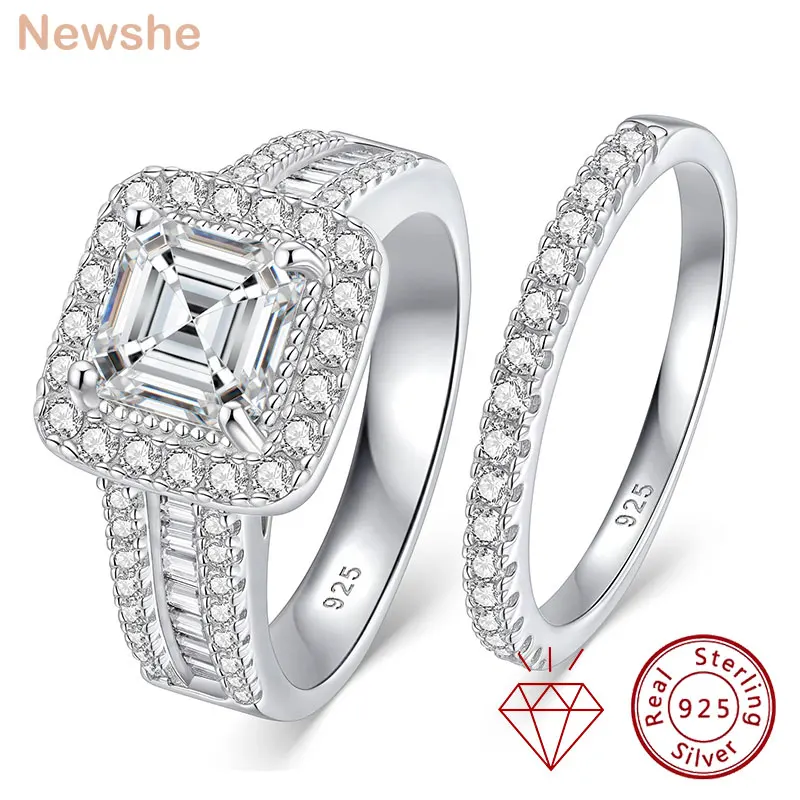 Newshe Women's GRA Certified Moissanite Ring Set 6.5mm Emerald Asscher Cut 2 Pcs 925 Silver Bridal Wedding Rings
Newshe Women's GRA Certified Moissanite Ring Set 6.5mm Emerald Asscher Cut 2 Pcs 925 Silver Bridal Wedding Rings