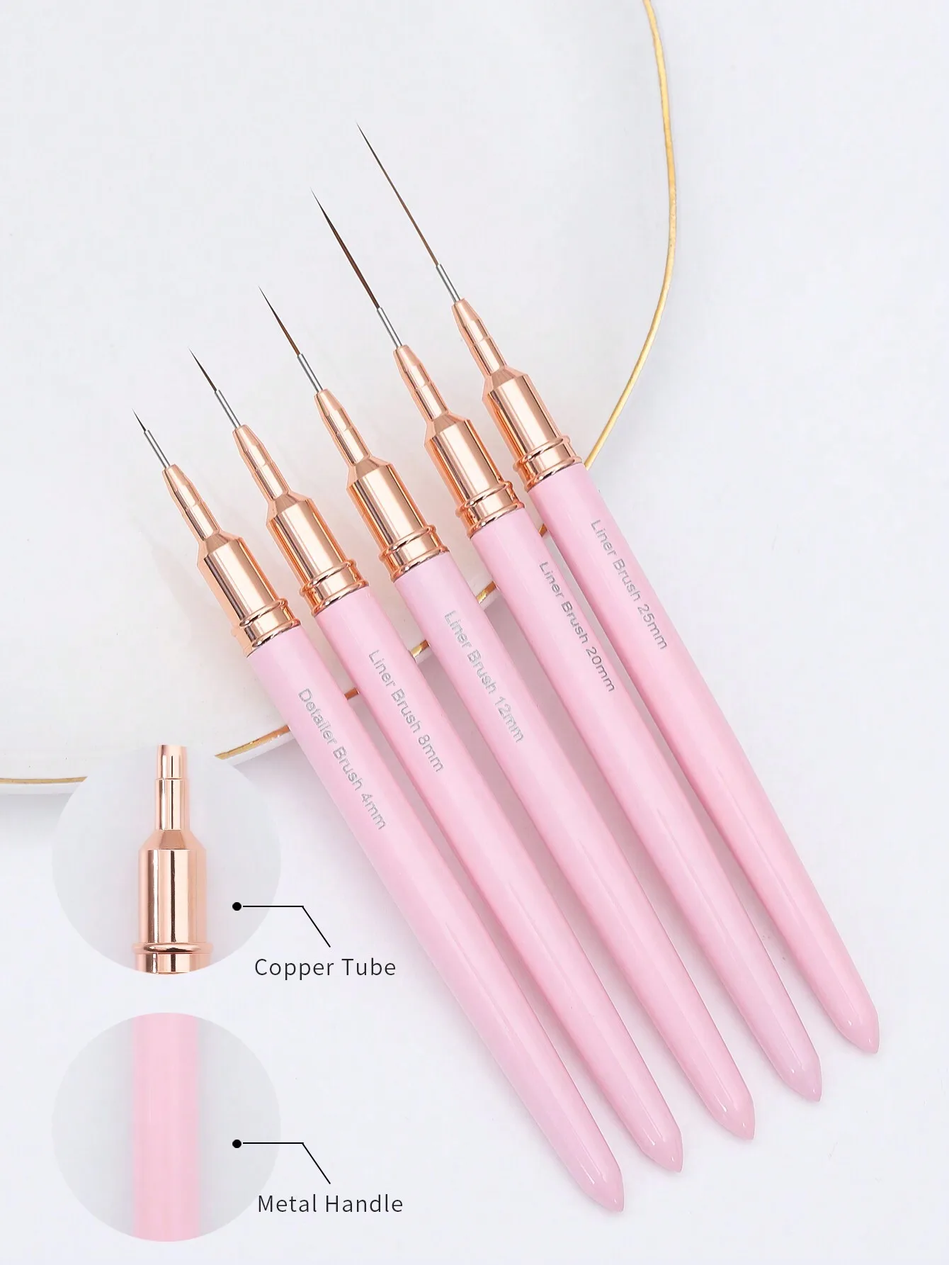 5Pcs Set of Black Metal Handle Nail Art Striping Brushes for Long Lines & Tiny Details. Fine Drawing Nail Brushes for Nail Art Design.
5Pcs Set of Black Metal Handle Nail Art Striping Brushes for Long Lines & Tiny Details. Fine Drawing Nail Brushes for Nail Art Design.