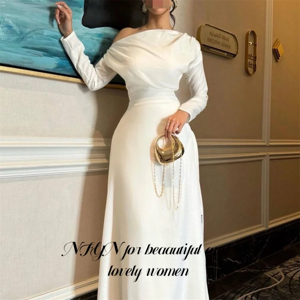NFYN White Elegant Formal Gown Off-Shoulder Long Sleeves Prom Dresses Satin Mermaid Evening Dresses for Woman 프롬 드레스 Customized
NFYN White Elegant Formal Gown Off-Shoulder Long Sleeves Prom Dresses Satin Mermaid Evening Dresses for Woman 프롬 드레스 Customized
