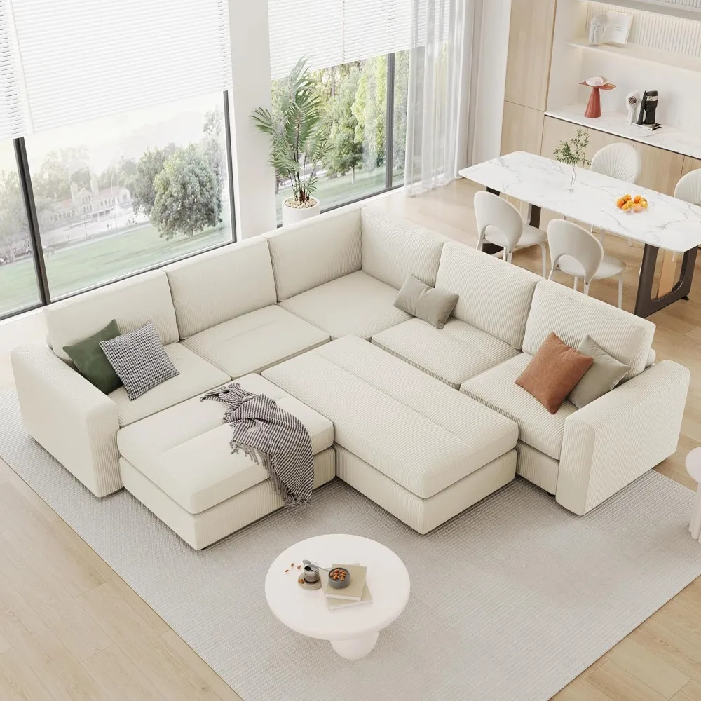 121 Inch Oversized Combination Sofa Bed, Corduroy 7-seater U-shaped Sofa Bed Set, Living Room L-shaped Soft Cushion Sofa Bed
121 Inch Oversized Combination Sofa Bed, Corduroy 7-seater U-shaped Sofa Bed Set, Living Room L-shaped Soft Cushion Sofa Bed