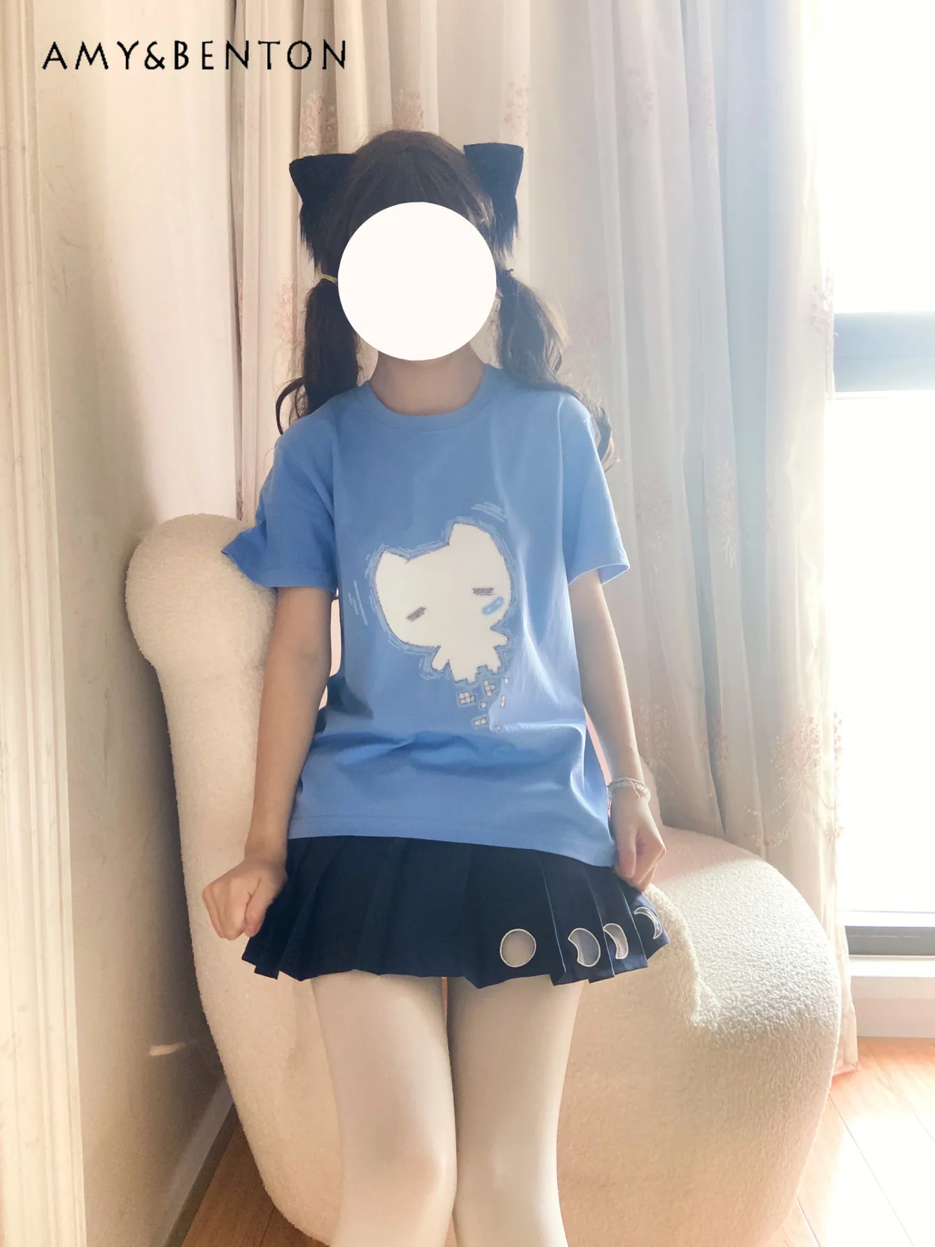 Summer New Japanese Style Soft Girl Cute Cartoon Print Loose Casual Daily White Blue Round Neck Short Sleeve T-shirt
Summer New Japanese Style Soft Girl Cute Cartoon Print Loose Casual Daily White Blue Round Neck Short Sleeve T-shirt