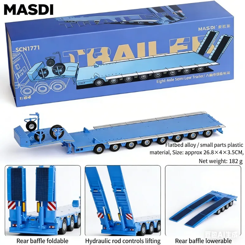 MASDI 1:64 Scania truck flatbed trailer, alloy die-cast automotive model, boys' trendy toy, adult collectible display piece
MASDI 1:64 Scania truck flatbed trailer, alloy die-cast automotive model, boys' trendy toy, adult collectible display piece