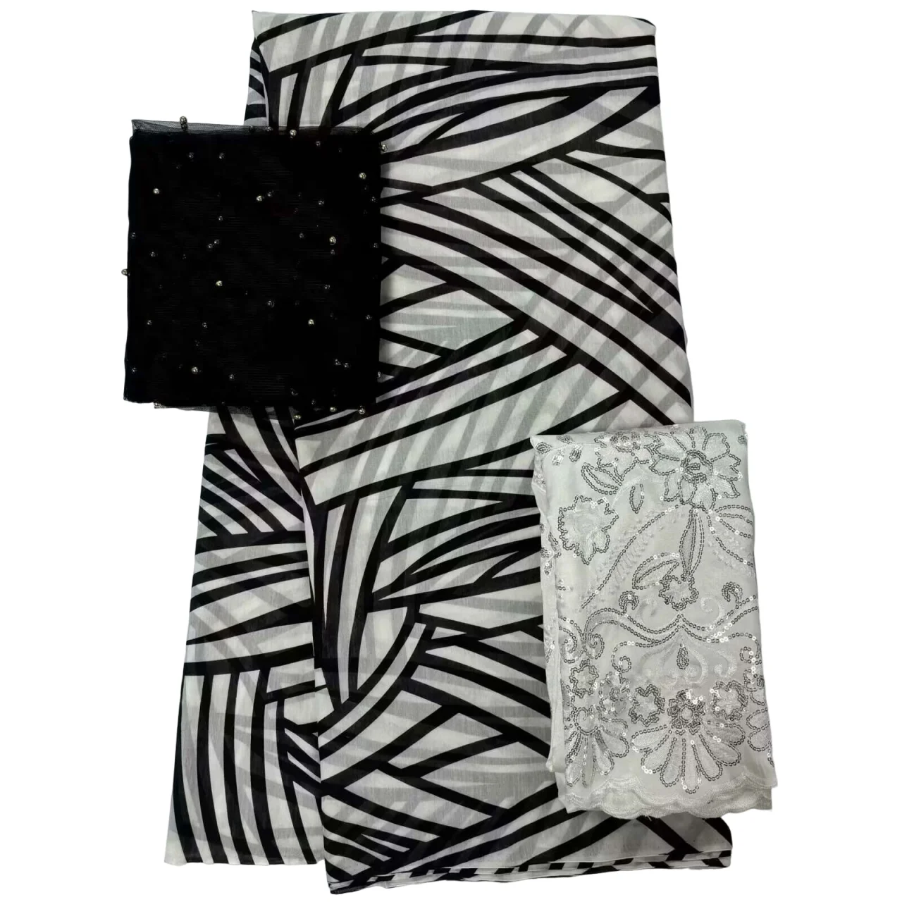 5+2+2 Yards/Set Bead Sequins African Print Satin Silk George Fabric With Swiss Voile Lace For Party Lady Dress Sewing Material
5+2+2 Yards/Set Bead Sequins African Print Satin Silk George Fabric With Swiss Voile Lace For Party Lady Dress Sewing Material