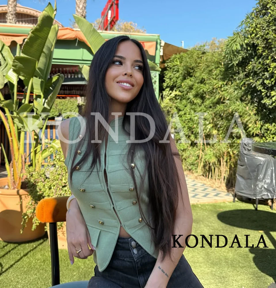 KONDALA Trendy Holiday Knitted Vest Women's Elegant Chic Button Decoration Vest 2026 Spring Summer High Street Fashion Lady Vest
KONDALA Trendy Holiday Knitted Vest Women's Elegant Chic Button Decoration Vest 2026 Spring Summer High Street Fashion Lady Vest
