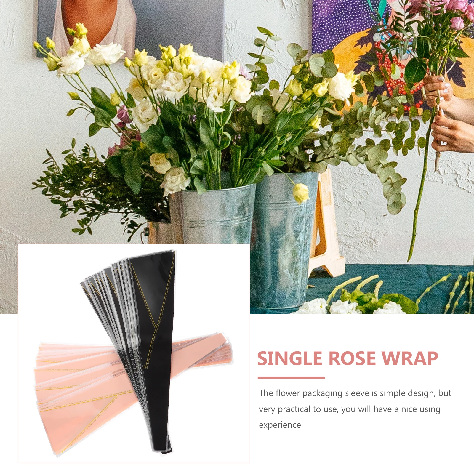 100pcs Rose Wrapping Sleeves Single Flower Supplies Small Bouquet Wraps Plastic Material Gift Packaging Practical Design
100pcs Rose Wrapping Sleeves Single Flower Supplies Small Bouquet Wraps Plastic Material Gift Packaging Practical Design