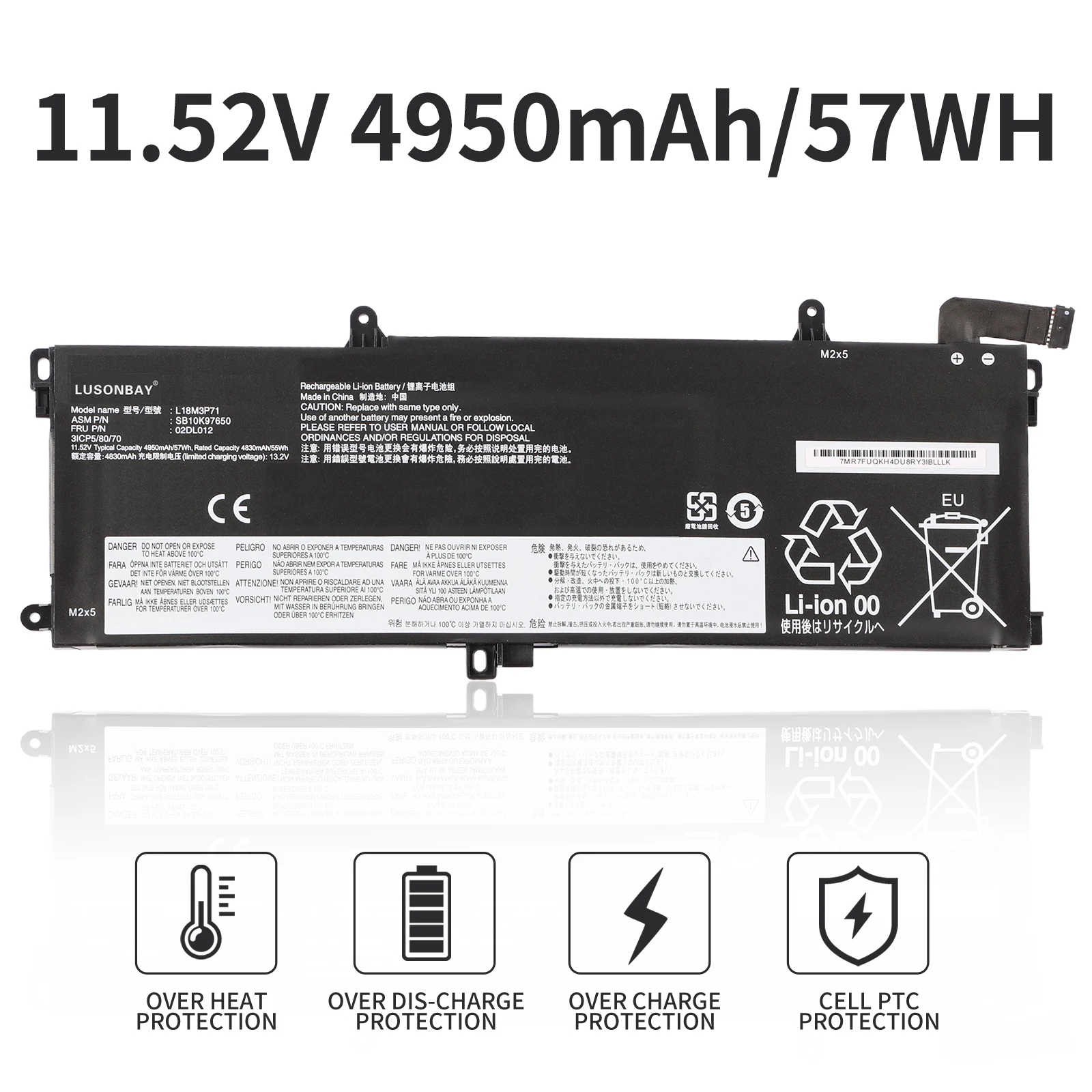 LUSONBAY Battery L18M3P71 L18L3P71 For Lenovo ThinkPad T590 P53S ThinkPad T15 P15s Gen 1 2 Series L18S3P71 L20D3P71 TP00104C
LUSONBAY Battery L18M3P71 L18L3P71 For Lenovo ThinkPad T590 P53S ThinkPad T15 P15s Gen 1 2 Series L18S3P71 L20D3P71 TP00104C