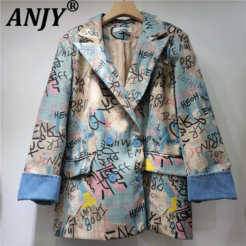 ANJY, осенне-зимний новый женский модный джинсовый лоскутный повседневный пиджак в клетку с граффити, уникальный уличный стиль, шикарный костюм Ins A16059
ANJY, осенне-зимний новый женский модный джинсовый лоскутный повседневный пиджак в клетку с граффити, уникальный уличный стиль, шикарный костюм Ins A16059