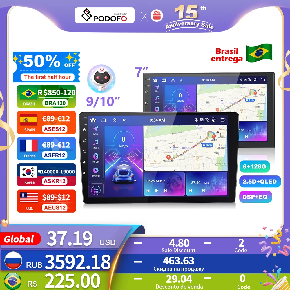 Podofo 2din Android GPS Car Stereo Carplay Radio Bluetooth FM Car MP5 Player 7 9 10 inch For Universal Nissan Toyota Kia Hyundai
Podofo 2din Android GPS Car Stereo Carplay Radio Bluetooth FM Car MP5 Player 7 9 10 inch For Universal Nissan Toyota Kia Hyundai