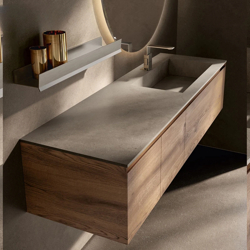 Rock board bathroom cabinet, Japanese style original wood color hand wash face integrated basin combination, Nordic bathroom
Rock board bathroom cabinet, Japanese style original wood color hand wash face integrated basin combination, Nordic bathroom