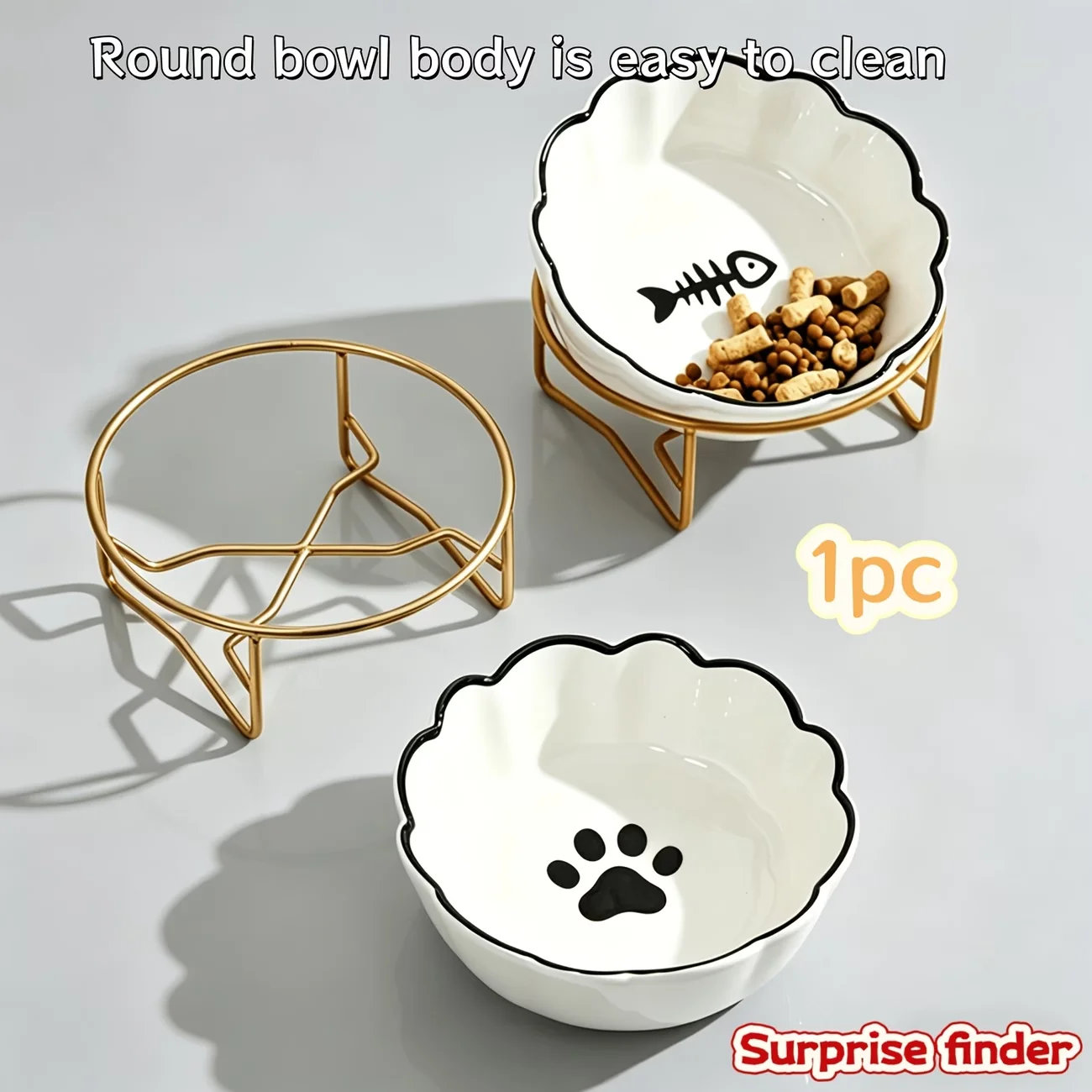Ceramic Cat Bowl with Iron Stand, Elevated Pet Food Water Bowl for Cats Small Dogs
Ceramic Cat Bowl with Iron Stand, Elevated Pet Food Water Bowl for Cats Small Dogs
