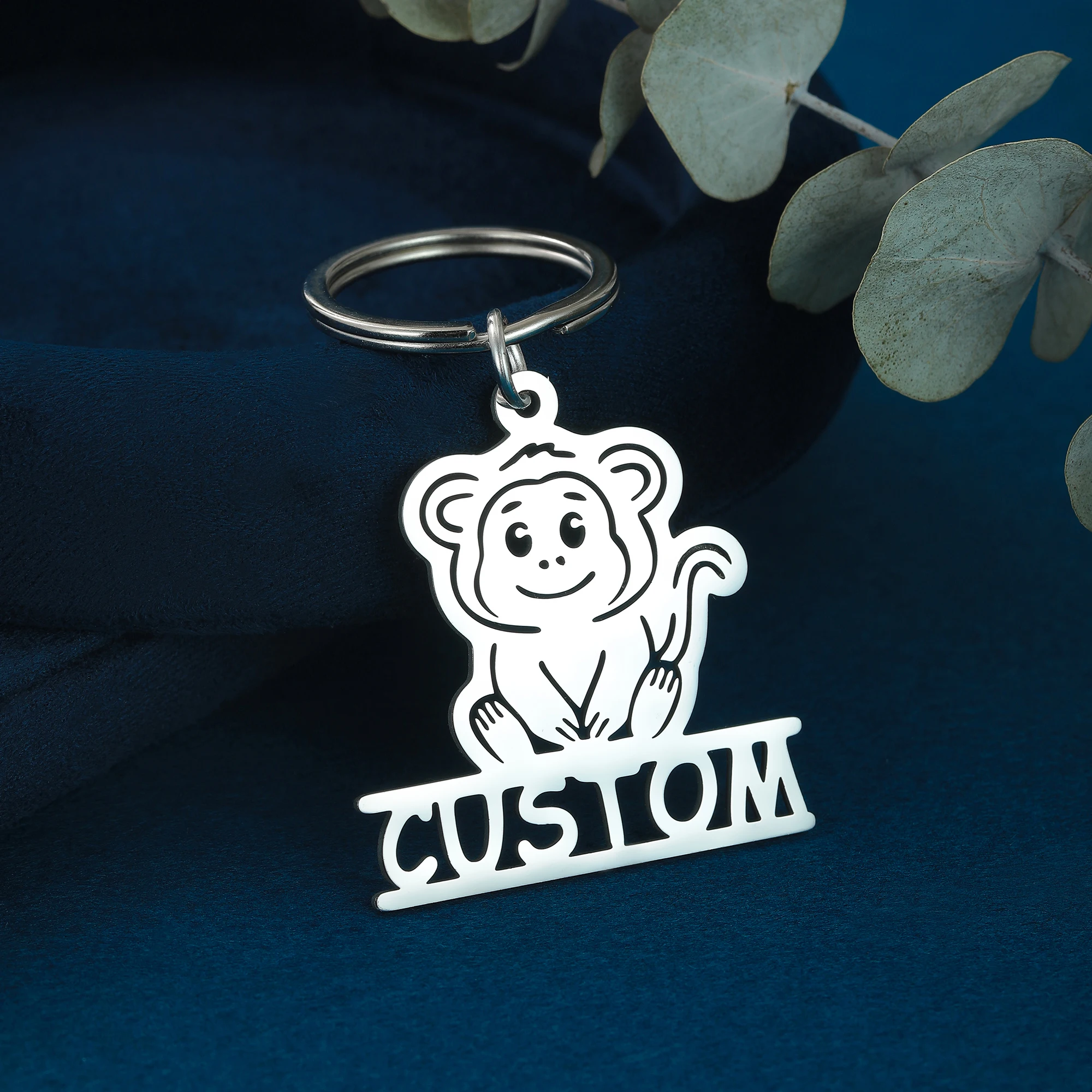 Брелок для ключей с изображением маленькой обезьяны, мужской и женский брелок из нержавеющей стали с изображением животного 
Брелок для ключей с изображением маленькой обезьяны, мужской и женский брелок из нержавеющей стали с изображением животного