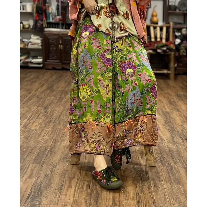 National Style 2025 New Arrival Summer Women Vintage Ankle-length Pants Casual Loose Elastic Waist Patchwork Wide Leg Pants T442
National Style 2025 New Arrival Summer Women Vintage Ankle-length Pants Casual Loose Elastic Waist Patchwork Wide Leg Pants T442