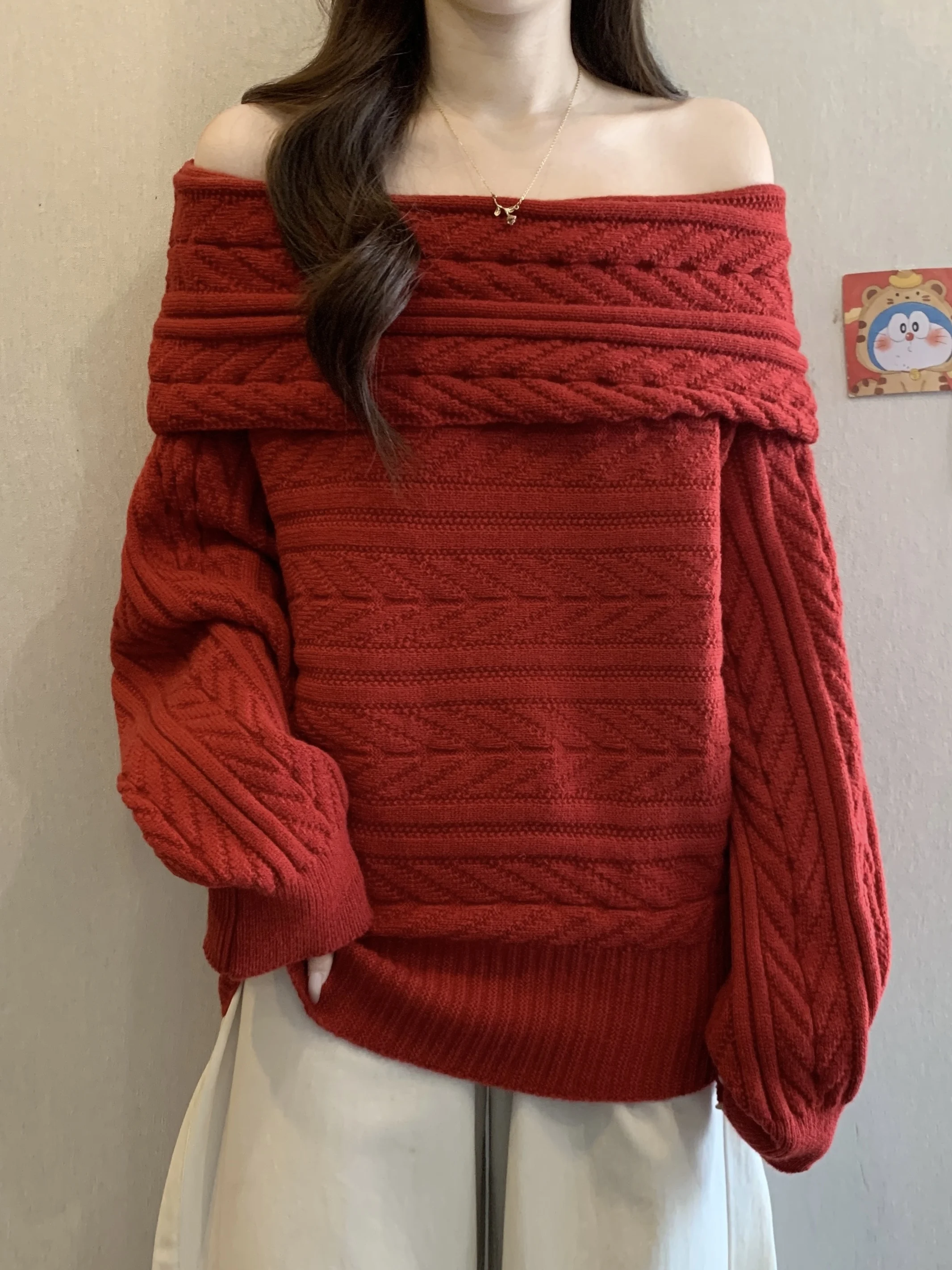 Ele Red Long Sve One oulder Knitwear Women's Faionable Winter Top plus Size Comfortable Loose Fit Casual Sle
Ele Red Long Sve One oulder Knitwear Women's Faionable Winter Top plus Size Comfortable Loose Fit Casual Sle