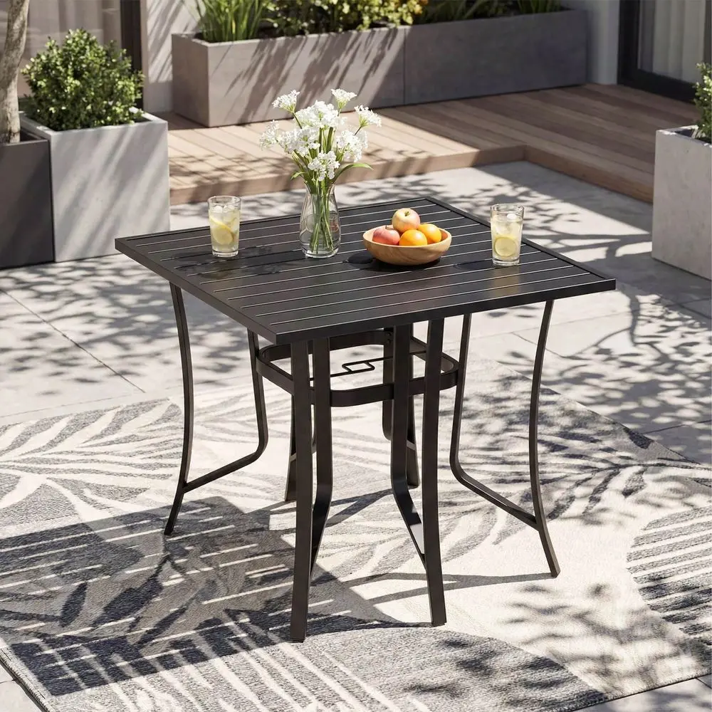 Patio Table For 4, Outdoor Metal Dining Table With Umbrella Hole For Porch
Patio Table For 4, Outdoor Metal Dining Table With Umbrella Hole For Porch