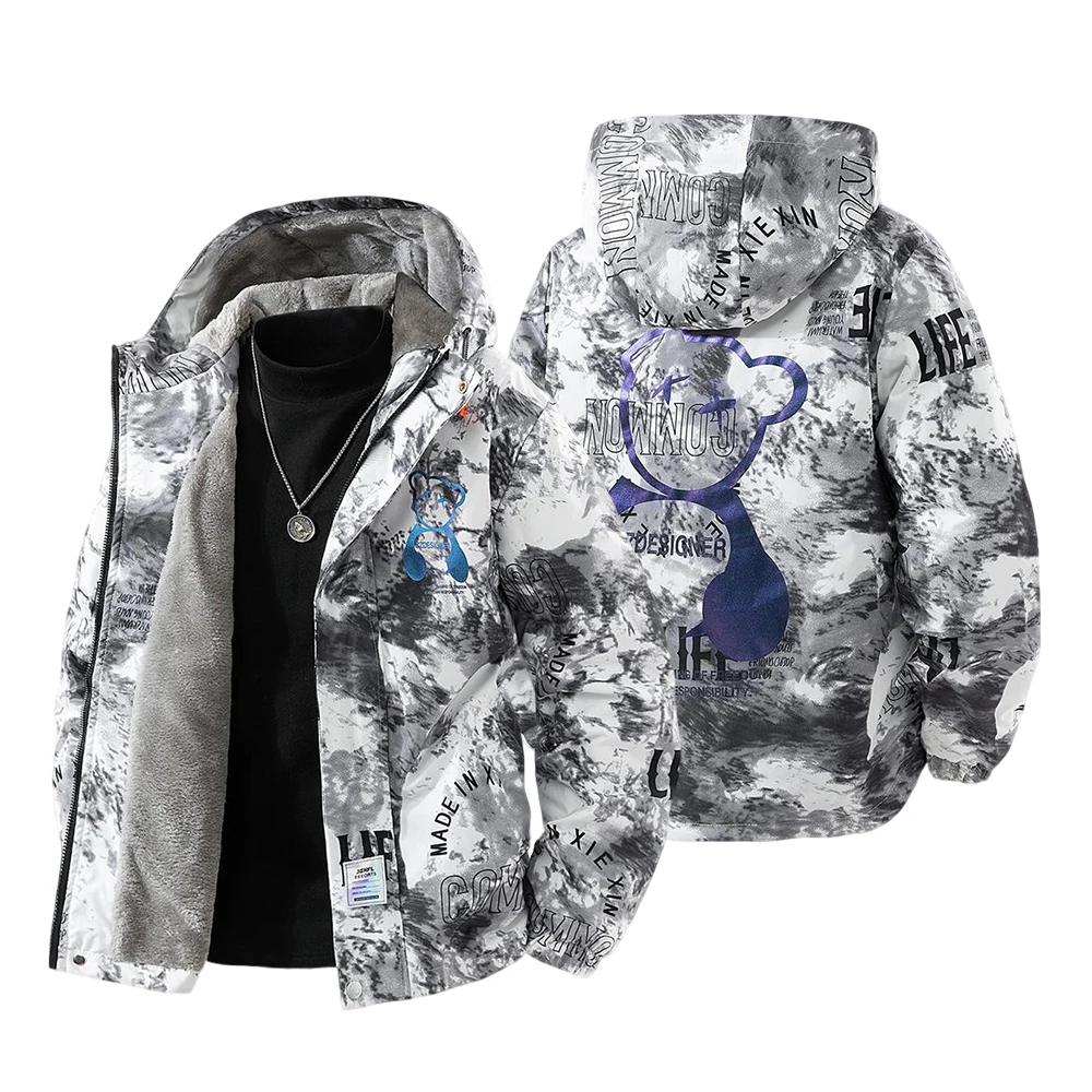 Новая осенне-зимняя толстая куртка с капюшоном, мужская модная тенденция с пальто с принтом медведя, уличные ветрозащитные теплые куртки, повседневный топ
Новая осенне-зимняя толстая куртка с капюшоном, мужская модная тенденция с пальто с принтом медведя, уличные ветрозащитные теплые куртки, повседневный топ