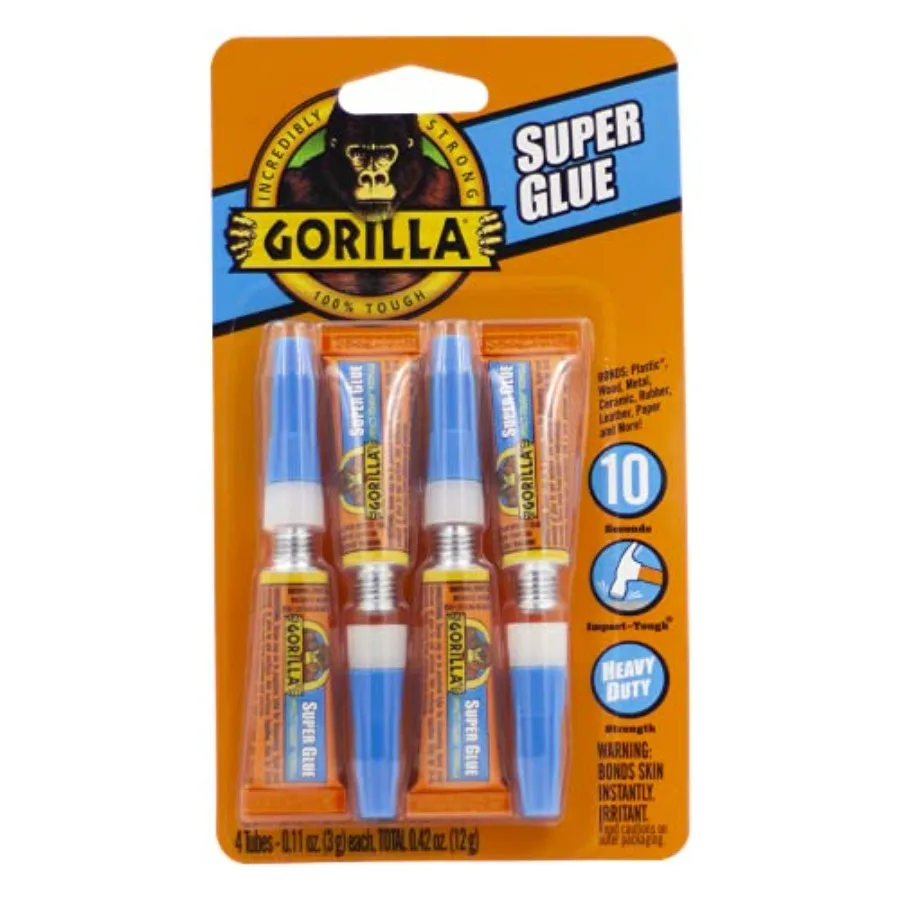Super Glue, Fast‑Setting, Impact‑Tough All‑Purpose Adhesive with Anti-Clog Cap, 4 -3 g Tubes, - Clear
Super Glue, Fast‑Setting, Impact‑Tough All‑Purpose Adhesive with Anti-Clog Cap, 4 -3 g Tubes, - Clear