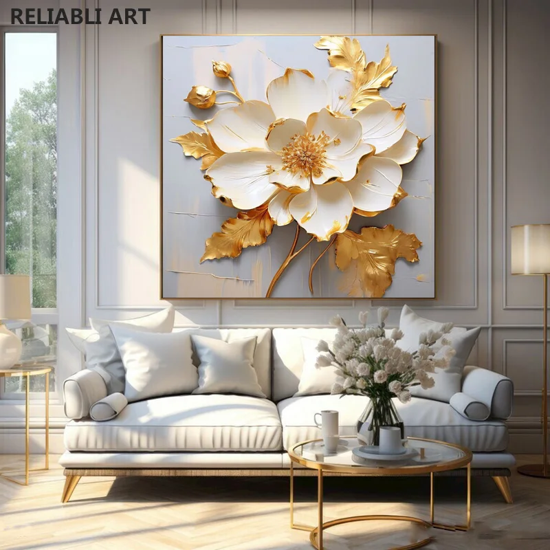 Abstract Gold Flower With Gold Leaf Canvas Painting,Modern Print Poster Wall Art Pictures,For Home Decoration Cuadros Unframed
Abstract Gold Flower With Gold Leaf Canvas Painting,Modern Print Poster Wall Art Pictures,For Home Decoration Cuadros Unframed