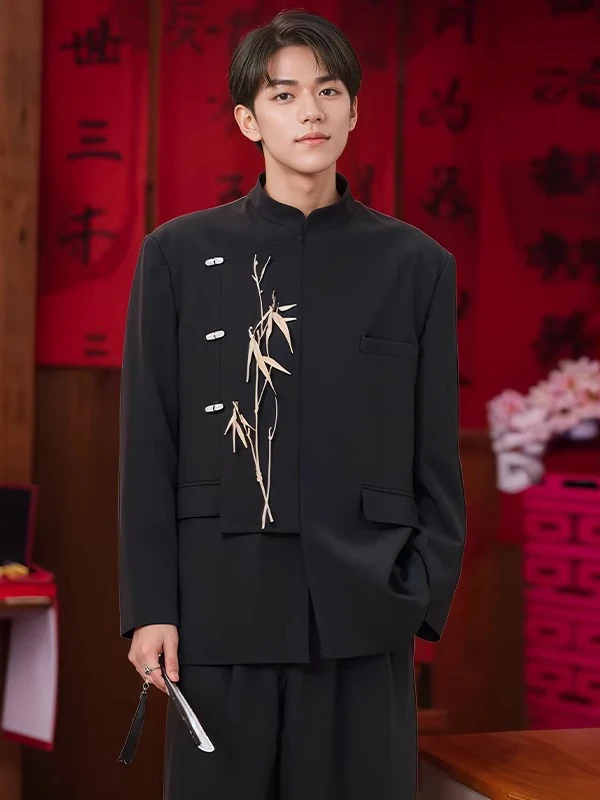 New Chinese Sle Embroidered Bamboo Stand Collar Men's Suit Jaet Wedding Ceremony Set Casual Western Sle Clothing
New Chinese Sle Embroidered Bamboo Stand Collar Men's Suit Jaet Wedding Ceremony Set Casual Western Sle Clothing