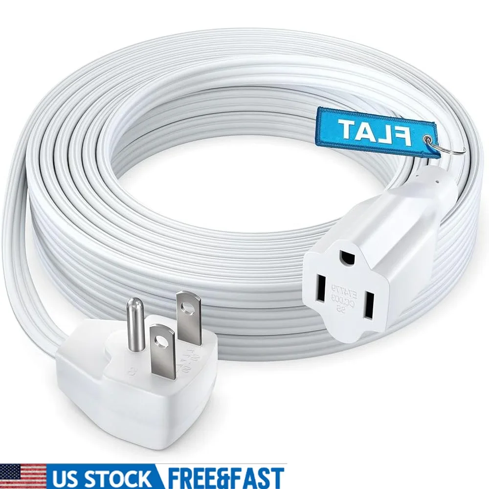 25ft Flat Plug Power Extension Cord 14AWG Heavy Duty 3-Prong Cord UL Approved Home Office Organization
25ft Flat Plug Power Extension Cord 14AWG Heavy Duty 3-Prong Cord UL Approved Home Office Organization