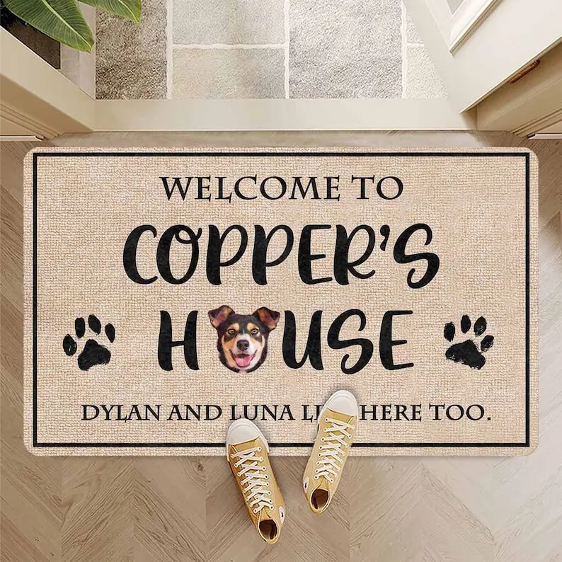Custom Pet Face Nmae Welcome Doormat Stylish Design Pet Paw Text Personalized Housewarming Gifts for Outdoor Indoor Pet Lover
Custom Pet Face Nmae Welcome Doormat Stylish Design Pet Paw Text Personalized Housewarming Gifts for Outdoor Indoor Pet Lover