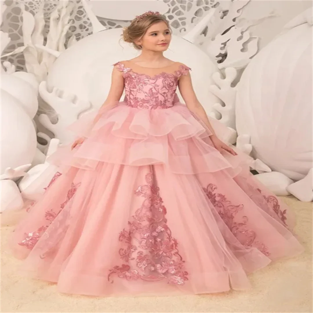 Pink Applique Flower Girl Dress For Wedding Tulle Sleeveless Fluffy Elegant Child Communion Birthday Party Dresses Girl
Pink Applique Flower Girl Dress For Wedding Tulle Sleeveless Fluffy Elegant Child Communion Birthday Party Dresses Girl