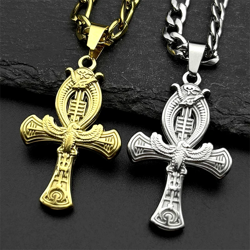 Egyptian Ankh Cross Eye of Horus Eagle Pendant Necklace for Men Stainless Steel Key of Life Chain Necklaces Amulet Jewelry Gift
Egyptian Ankh Cross Eye of Horus Eagle Pendant Necklace for Men Stainless Steel Key of Life Chain Necklaces Amulet Jewelry Gift