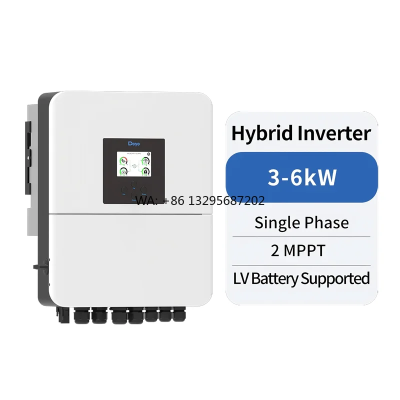 Deye SUN-3.6/5/6K-SG04LP1-EU-SM2 Hybrid Solar Inverter 3kw 5kw 6kw Single Phase Wifi IP65 Energy Storage Hybrid Inverters
Deye SUN-3.6/5/6K-SG04LP1-EU-SM2 Hybrid Solar Inverter 3kw 5kw 6kw Single Phase Wifi IP65 Energy Storage Hybrid Inverters