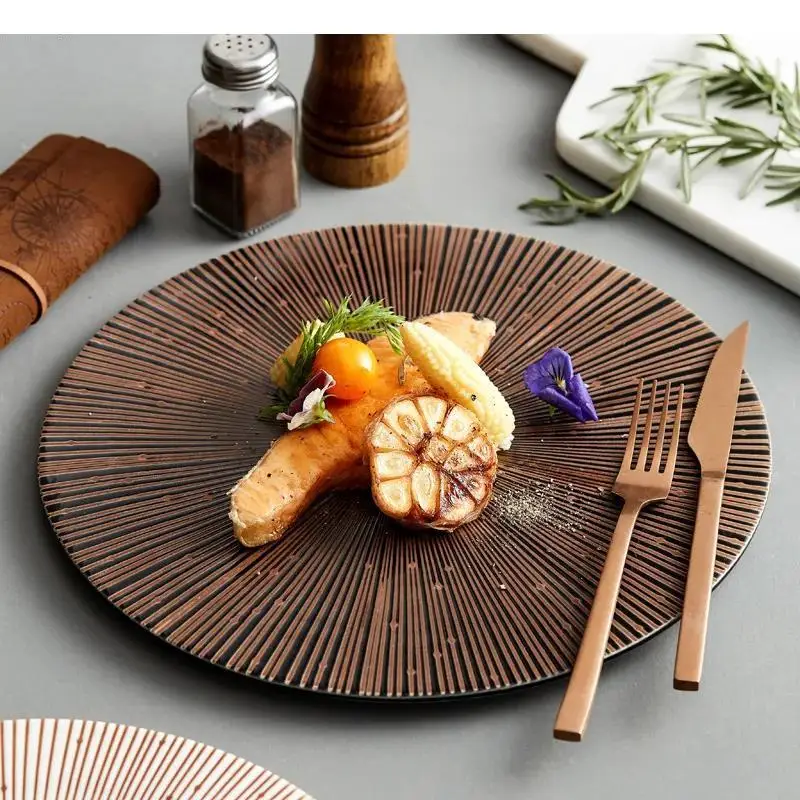 Round Ceramic Dinner Plate Household Striped Tableware Snack Restaurant Sushi Dessert Products
Round Ceramic Dinner Plate Household Striped Tableware Snack Restaurant Sushi Dessert Products