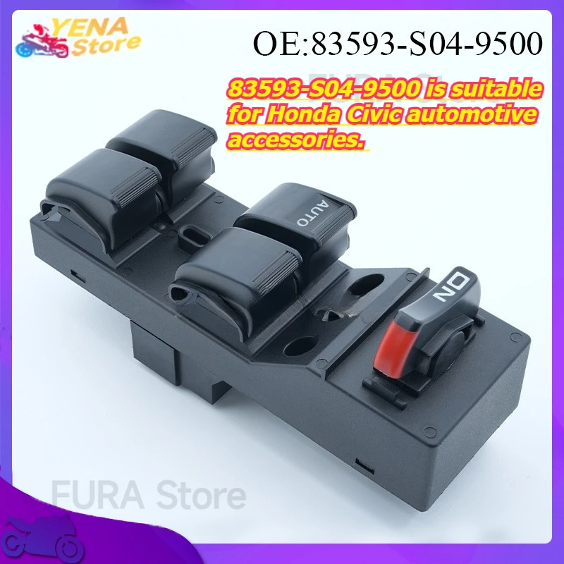 Power window control switch button 83593-S04-9500 is suitable for Honda Civic automotive accessories.
Power window control switch button 83593-S04-9500 is suitable for Honda Civic automotive accessories.