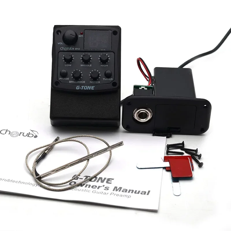 Cherub G-Tone GT-3 4-Band Acoustic Guitar EQ Preamp System Piezo Pickup Equalizer Chromatic Tuner Phase Effect Guitar Accessory
Cherub G-Tone GT-3 4-Band Acoustic Guitar EQ Preamp System Piezo Pickup Equalizer Chromatic Tuner Phase Effect Guitar Accessory